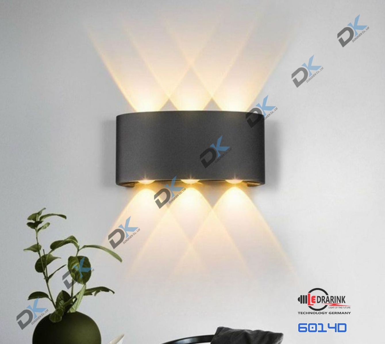       Đèn hắt tia 6014 (6 tia) vỏ đen Drarink